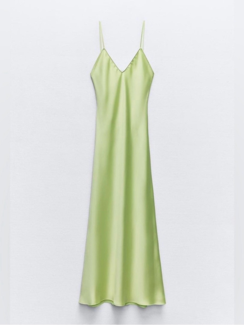 Zara Lime Green Satin Midi/Maxi dress (see pictures - 5’5 for ref)
